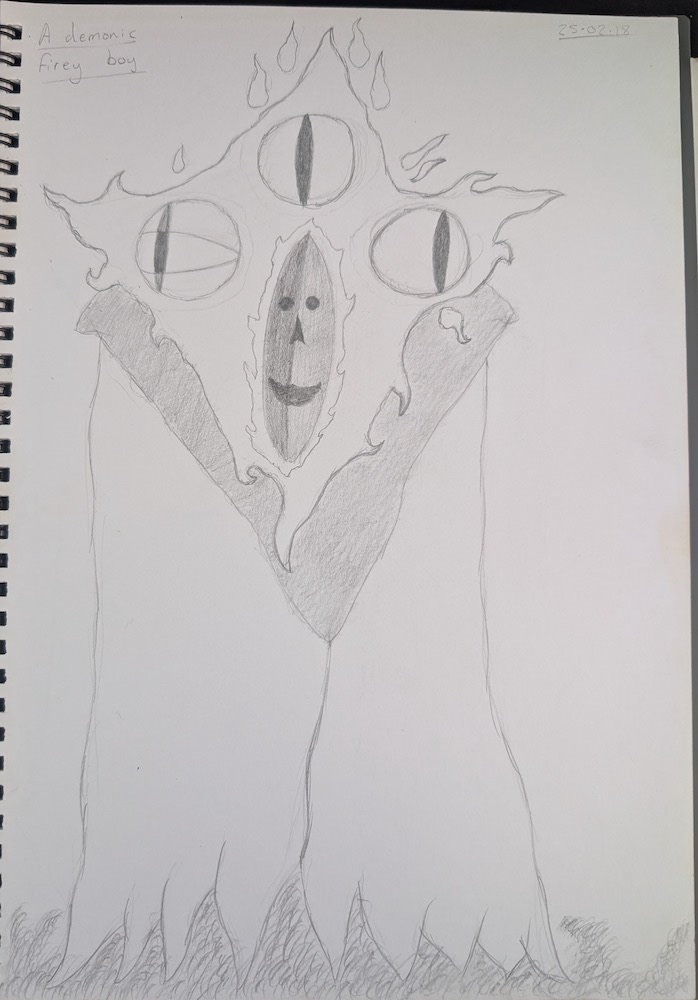 Pencil drawing of a demon I made up