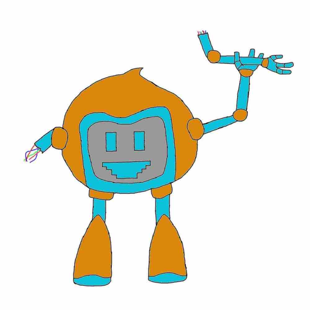 Digital mouse drawing of a round robot