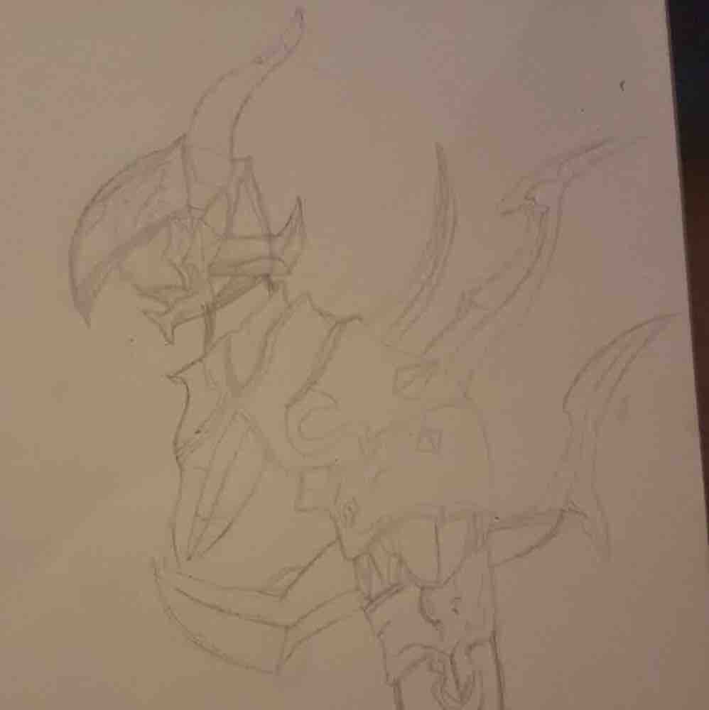 Pencil drawing of a FFXIV dragoon