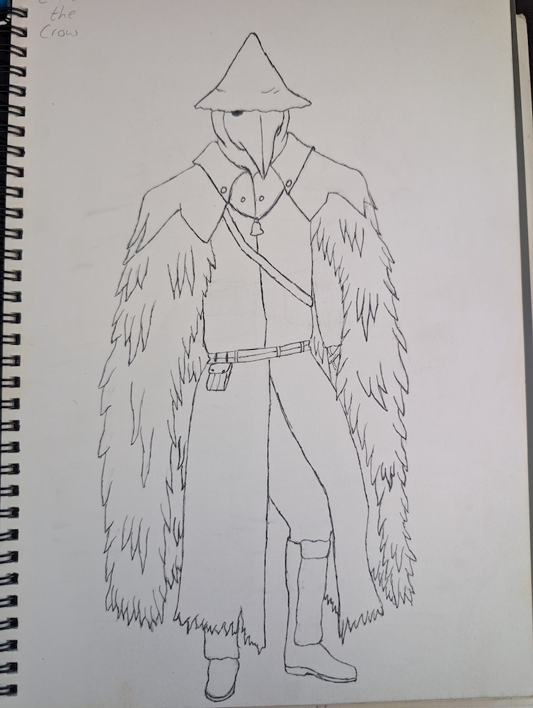 Pen drawing of Eileen the Crow