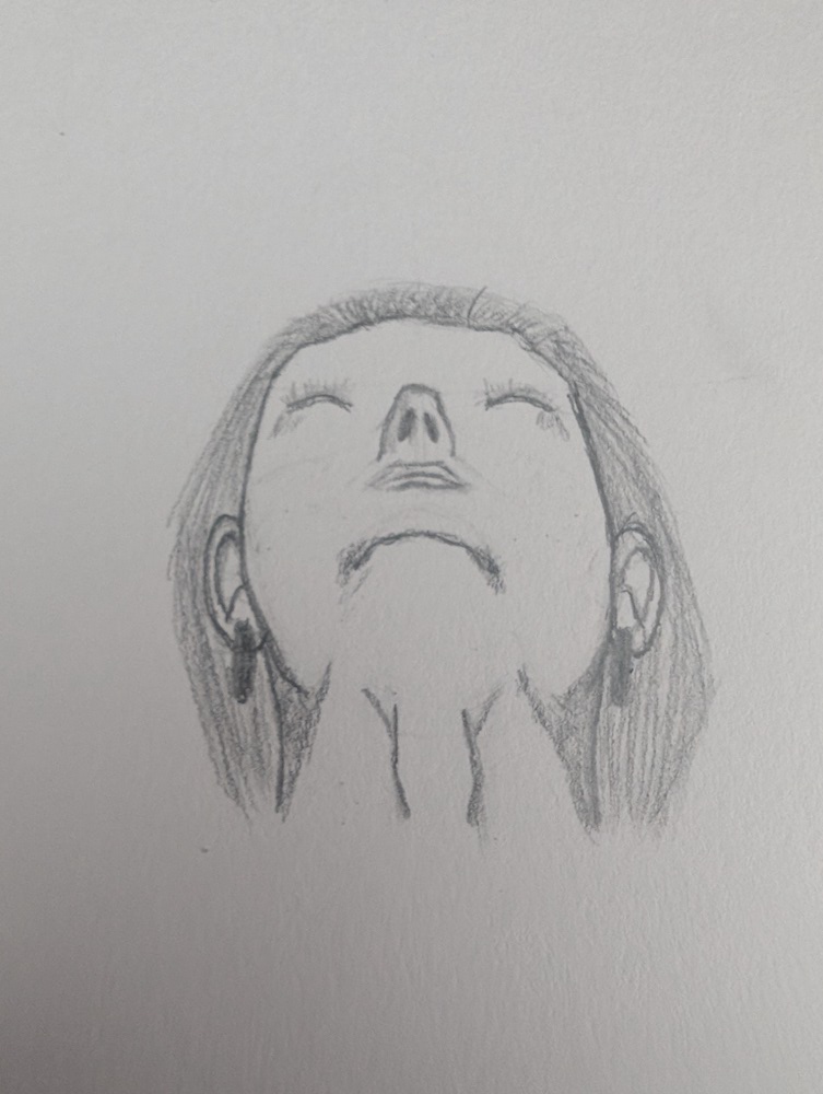 Face from below Pencil Sketch